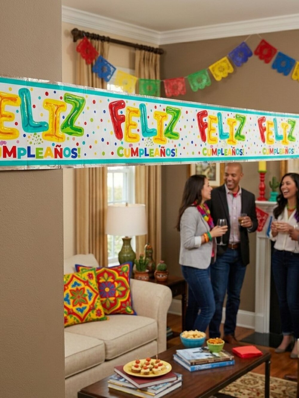 12ft Feliz Cumpleaños Foil Banner - Spanish Happy Birthday Party Decoration